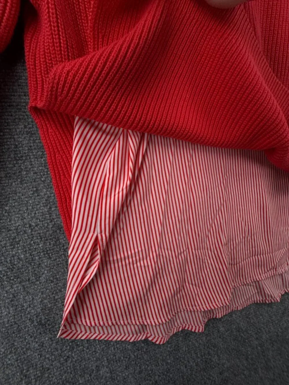 Lauren Ralph Lauren Women Preppy Shirt Lined Sweater Red Orange Large Preppy